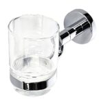 WillieJan Bekerhouder 8609 - Tandenborstelhouder met 1 glas - muurbevestiging - Verchroomd Messing - Stijlvol en praktisch