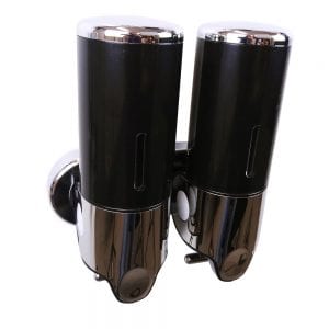 Dubbele zeep dispenser zwart met chroom 2 x 400 ml