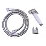 WillieJan Toiletdouche Set A2004 - Verchroomd Messing met Keramiek Wit Handvat - Set; Knijp handdouche, Slang en Ophangbeugeltje