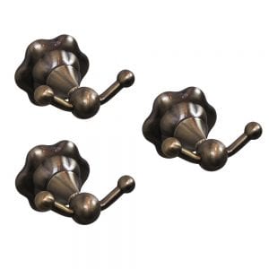 Handdoekhaak | Kledinghaak antiek look messing, set van 3 stuks