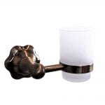 WillieJan Bekerhouder 9509 - Tandenborstel houder - 1 glas - Antiek Look Bronskleur Messing - Muurbevestiging