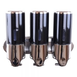 Triple zeepdispenser zwart met chroom 3 x 400 ml