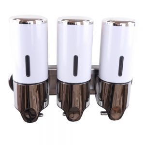 Triple zeepdispenser wit met chroom 3 x 400 ml