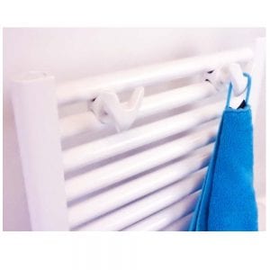 WillieJan Dubbele Radiator Handdoekenhaak 910W - Wit - set 2 stuks dubbele haak - Radiatorbevestiging - Zonder boren