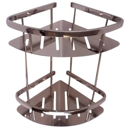 WillieJan Bad Doucherekje KD-30452 – 2 niveaus’s – Hoekbevestiging – Hoogwaardig RVS – Verchroomd Douche rekjes WillieJan