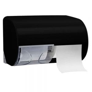 Marplast Duo Toiletrol houder A75513 - zwart - voor 2 rollen traditioneel toiletpapier - afsluitbaar - met schuifje