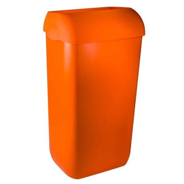 WillieJan Marplast afvalbak – Oranje – 23 liter – met hidden cover – muurbevestiging of vrijstaand