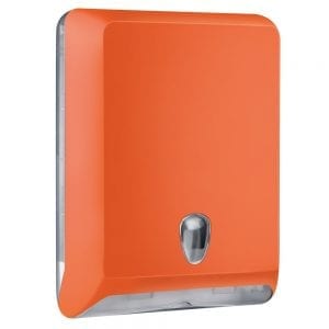 Marplast papieren handdoekjes dispenser A83010EAR - Oranje - capaciteit - 600 vel - voor Z, C en V gevouwen handdoekjes