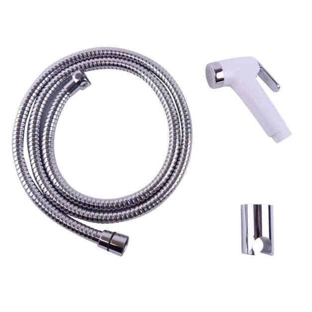 WillieJan Knijp handdouche Set HD043 – ABS – Wit – Sprayer, Slang en Ophangbeugeltje Bidet sprayers | Knijp handdouches sets WillieJan