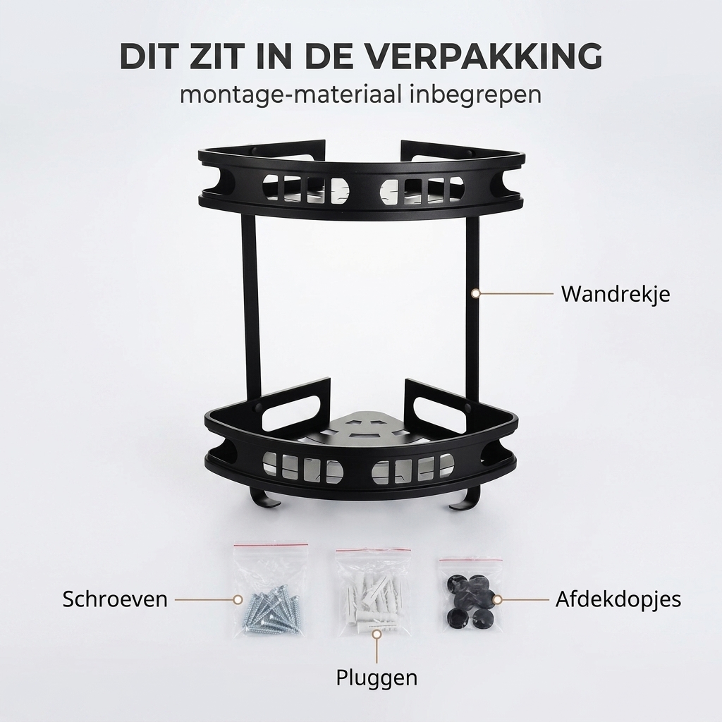 WillieJan Bad Doucherekje 42603 – 2 niveau’s – Hoekbevestiging – Aluminium – Zwart WillieJan® WillieJan WillieJan Bad Doucherekje 42603 – 2 niveau’s – Hoekbevestiging – Aluminium – Zwart Douche rekjes WillieJan