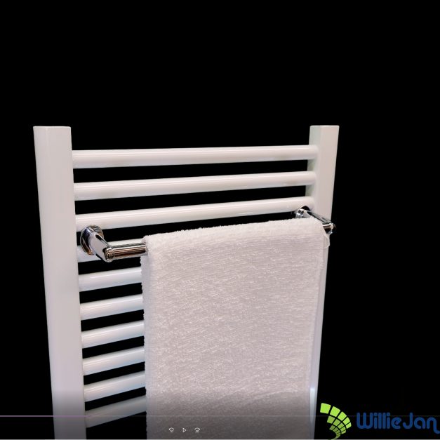 WillieJan Radiator handdoeken droog rek 960C – Chroom – 1 stang – 60 cm – Radiatorbevestiging – Zonder boren Radiator Handdoekhouders WillieJan
