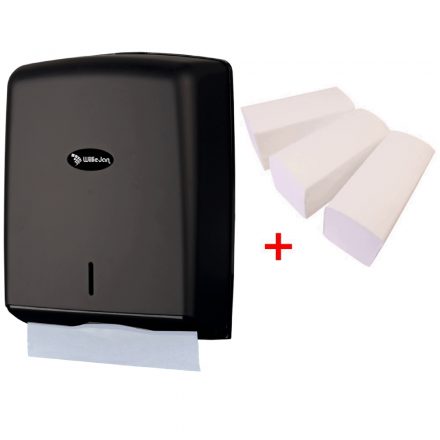 WillieJan startset papieren handdoekjes JF7003 – ABS kunststof – Zwart – Handdoekjes dispenser + 3 bundels handdoekjes