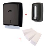 WillieJan handen wassen bundel  7003 - Zwart – Zeepdispenser – Handdoekjes dispenser + 3 bundels handdoekjes