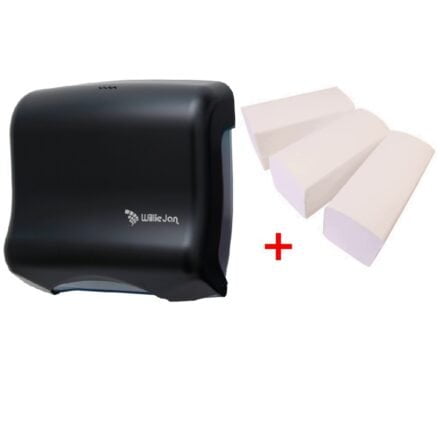 WillieJan startset papieren handdoekjes JF8003 – Zwart – Handdoekjes dispenser + 3 bundels handdoekjes