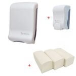 WillieJan handen wassen bundel 9002 - Wit – Zeepdispenser – Handdoekjes dispenser + 3 bundels handdoekjes