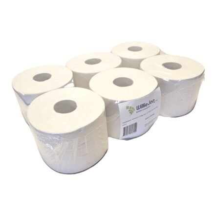 WillieJan Toiletpapier compact 2 laags wit – 6 rollen van elk 100 meter Dispenser vullingen WillieJan