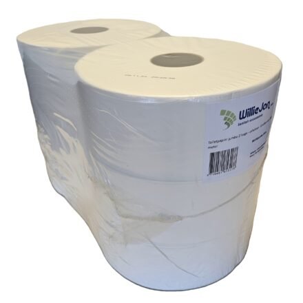 WillieJan Toiletpapier jumbo 2 laags – cellulose – 6 rollen van 300 meter Dispenser vullingen WillieJan