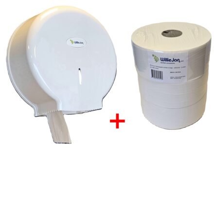 WillieJan startset Jumbo Toiletpapier – Jumborol houder + 3 x 300 meter toiletpapier Toiletrolhouders WillieJan