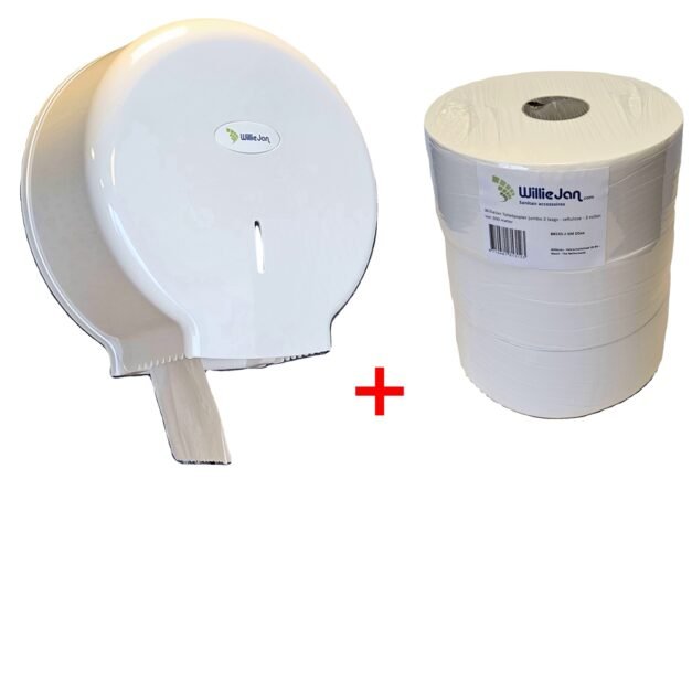 WillieJan startset Jumbo Toiletpapier – Jumborol houder + 3 x 300 meter toiletpapier Toiletrolhouders WillieJan