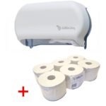 WillieJan startset Duo toiletrolhouder Wit - Toiletrolhouder + 6 x 100 meter toiletpapier