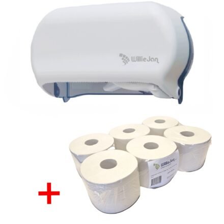 WillieJan startset Duo toiletrolhouder Wit – Toiletrolhouder + 6 x  100 meter toiletpapier Toiletrolhouders WillieJan