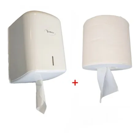 WillieJan startset Midirol Poetspapier – 1 x Midirol dispenser + 1 rol met 160 meter 2 laags cellulose poetspapier Midirol-Poetspapier houders WillieJan