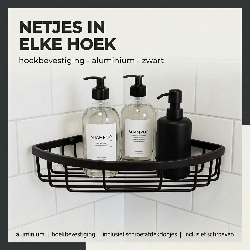 WillieJan Bad Doucherekje 66911 – Hoekbevestiging – Aluminium – Zwart WillieJan® WillieJan WillieJan Bad Doucherekje 66911 – Hoekbevestiging – Aluminium – Zwart Douche rekjes WillieJan