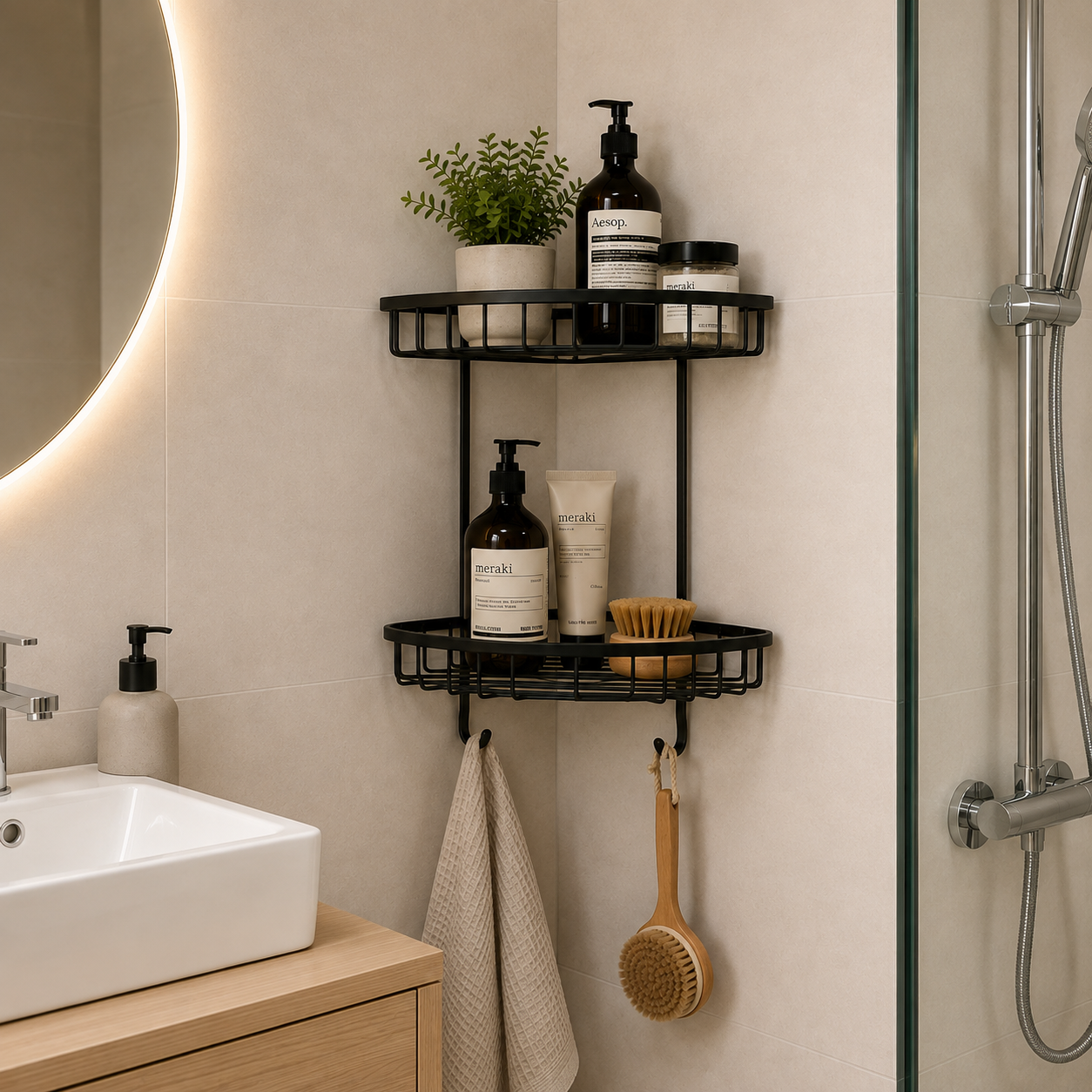 WillieJan Bad Doucherekje 66920 – 2 niveau’s – Hoekbevestiging – Aluminium – Zwart WillieJan® WillieJan WillieJan Bad Doucherekje 66920 – 2 niveau’s – Hoekbevestiging – Aluminium – Zwart Douche rekjes WillieJan